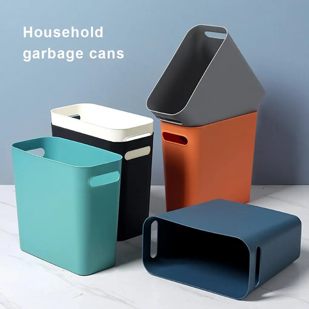 Trash Can Wastebasket Garbage Container Space-Saving Kitchen Dormitory