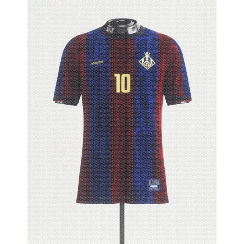 New Jersey, Sports Short Sleeved, Messi Flea Red and Blue Vertical Stripe Retro Concept Football Jersey