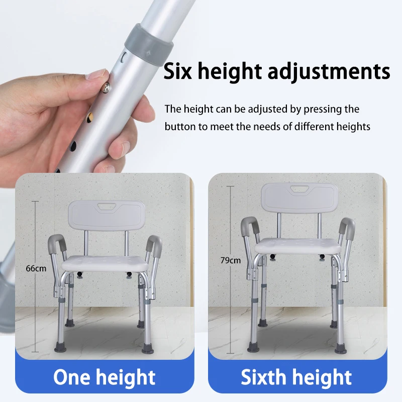 كرسي المرحاض الألومنيوم أثاث الحمام المنزل المحمولة المسنين الحوامل امرأة دش مقعد كرسي السلامة الطبية البراز #3