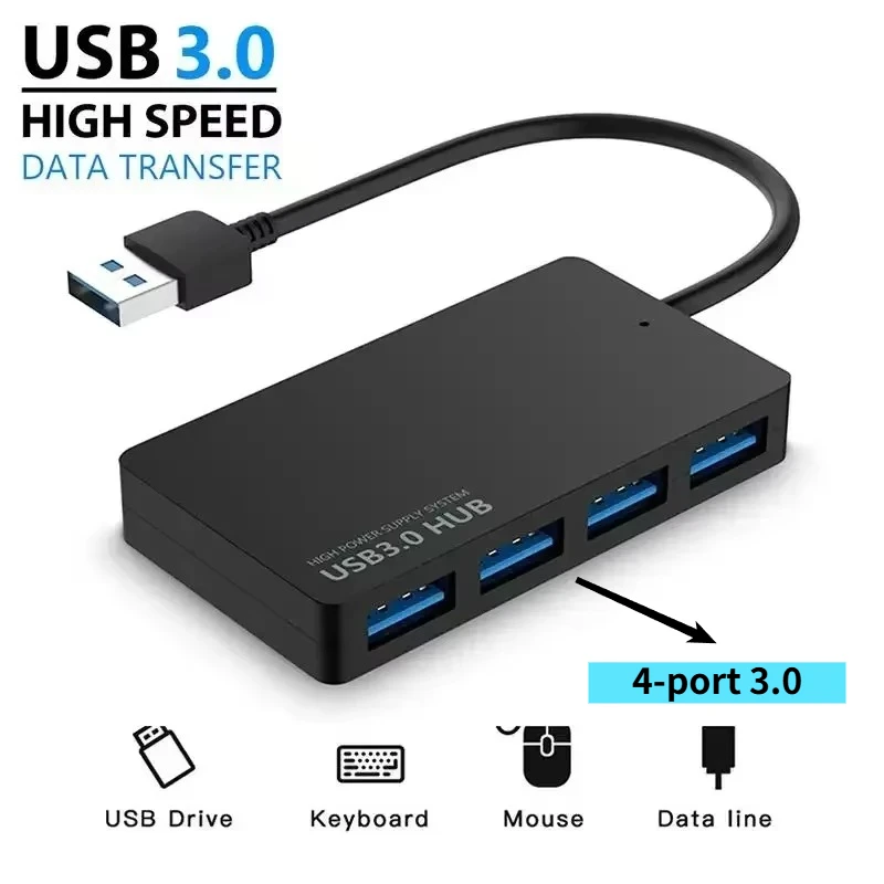 USB 3.0 Hub High Speed 4 Ports HUB Adapter Data Cable Splitter Expander Support Multi Systems Plug and Play Multi USB Adapter