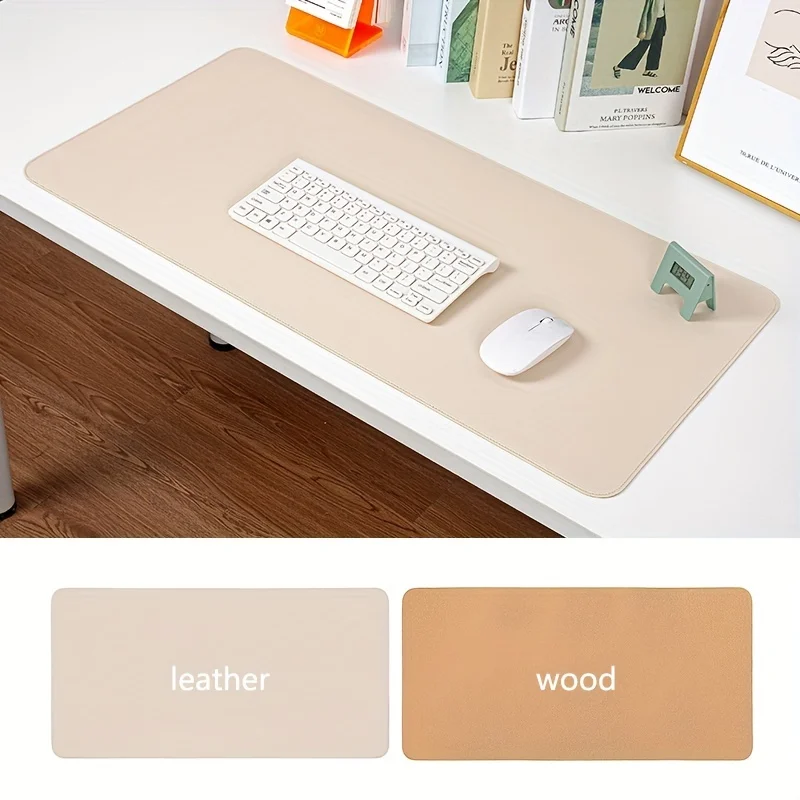 

Premium Dual-Sided Leather & Wood Mouse Pad - Waterproof, Oversized, Non-Slip Cork Base, Odorless, Stylish Computer Desk Protect