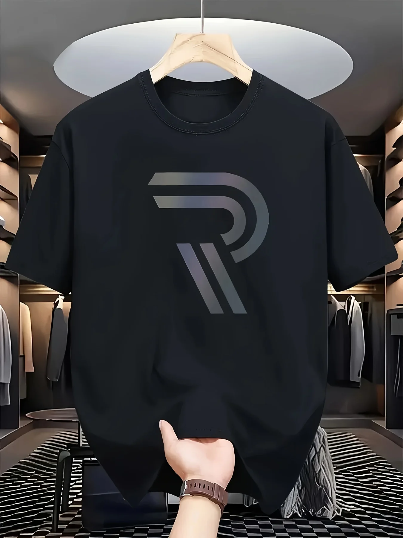 Herren-Freizeit-T-Shirt mit Luxus-Print – trendiges, bequemes Streetwear-Grafik-T-Shirt für Herren, Einzelstück