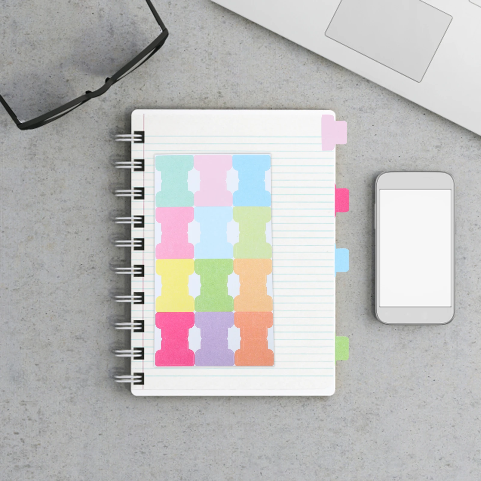 

20pcs Notebook Bookmarks Sticky Tabs Self Adhesive Double Colored Index Page File ganizing Supplies Annotation Tools