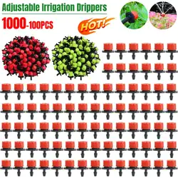 1000-100pcs Adjustable Irrigation Drippers Sprinklers 8 Holes Garden Potted Plant Water Dropper Head Watering Irrigation System