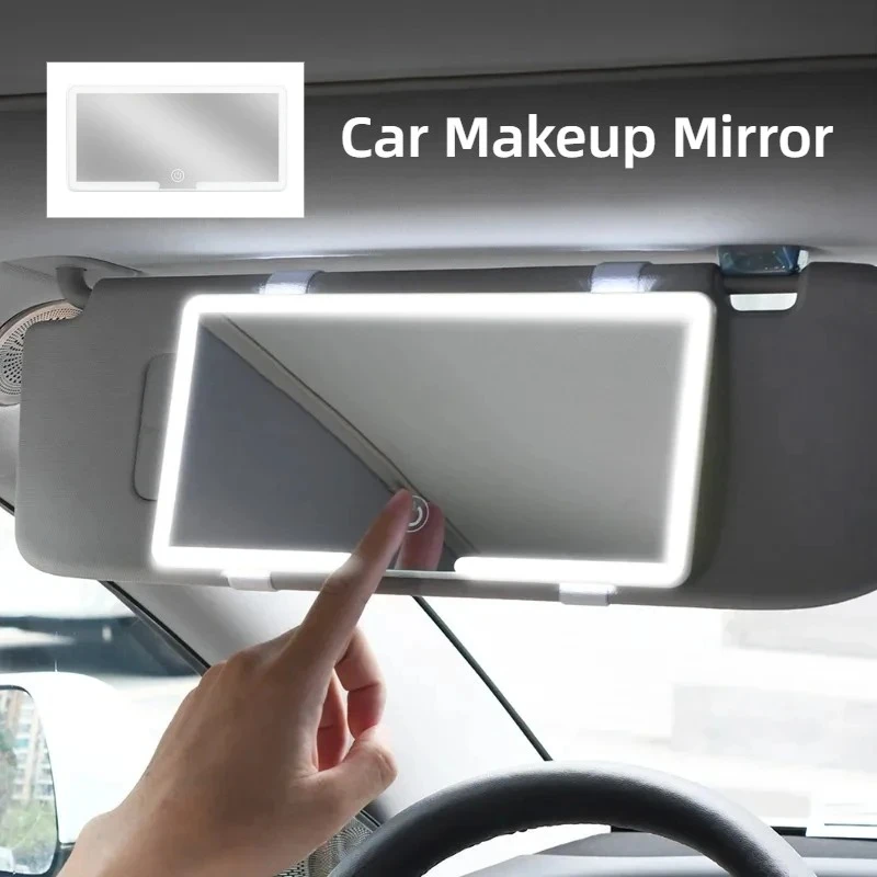 Universeller Auto-Innenraum-Schminkspiegel LED Auto-Sonnenschutzspiegel Dreistufig Dimmbarer Schminkspiegel USB-Aufladung Auto-Aufhellungslicht