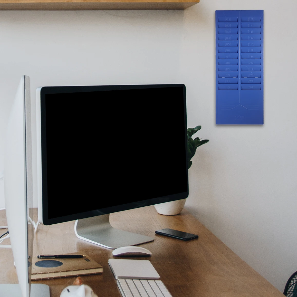 

Wall Mount 12 Pockets Blue PP File Storage Organizer Office Badge Display Rack Attendance Card Holder Warehouses