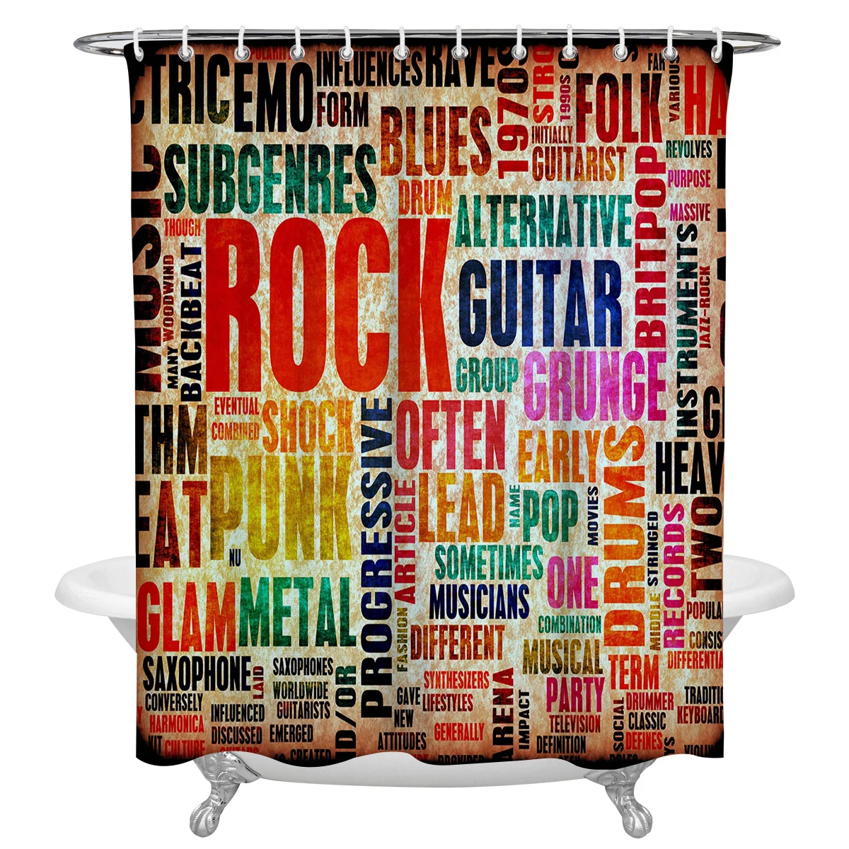 Wall Graffiti Art Text Alphabet Waterproof Bathroom Decoration Shower Curtain With Hook Bathtub Curtains Bathroom Accessories