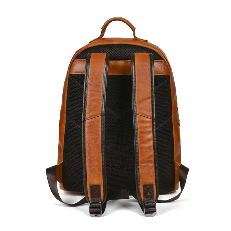 New Brand Genuine Leather Vintage Men Backpacks Fashion Real Natural Leather Student Backpack Boy Luxury Computer Laptop Bag