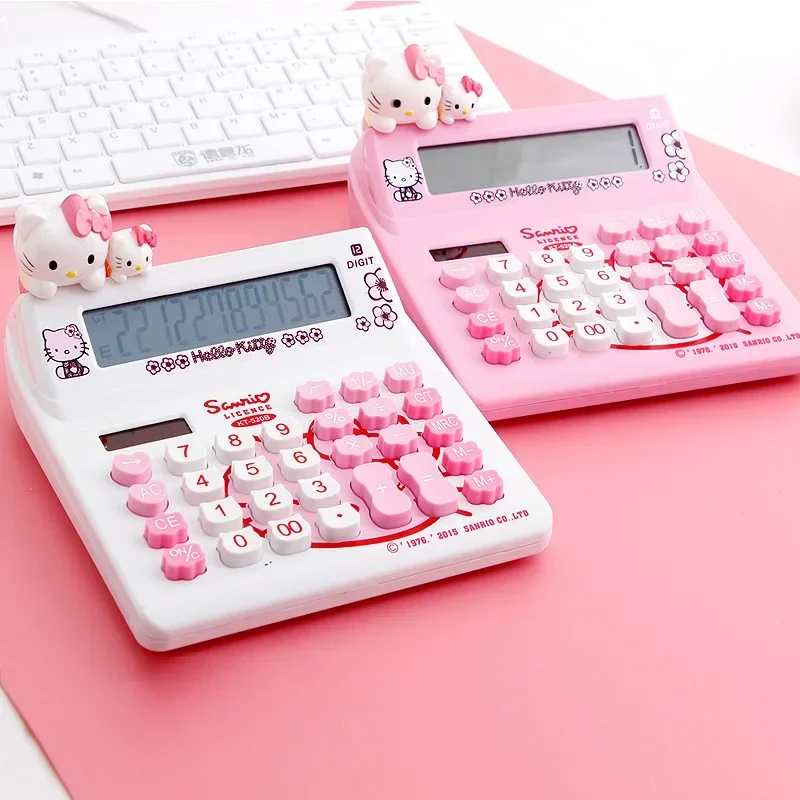 12 Digits Solar Cute Kitty Clear Calculator with Pen and Notebook Calculated Calculadoras Learn Gifts Blessings