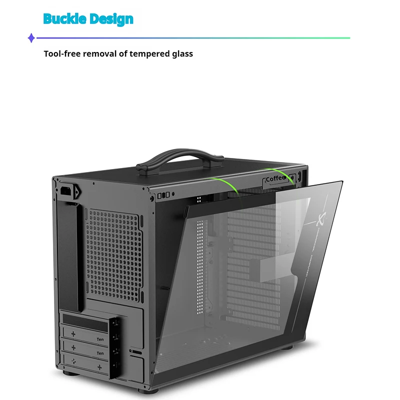 Power Train X-Gamerx M1 M-ATX Casing PC Casing Kecil Komputer Mini Portabel Transparan Sisi Kaca