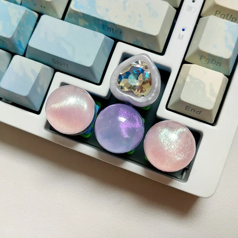 MiFuny Cute Translucent Knob Keycaps Kawaii Rabbit/ Macaroon Volume Knob Custom Keycap for Game Mechanical Keyboard Keycaps Gift