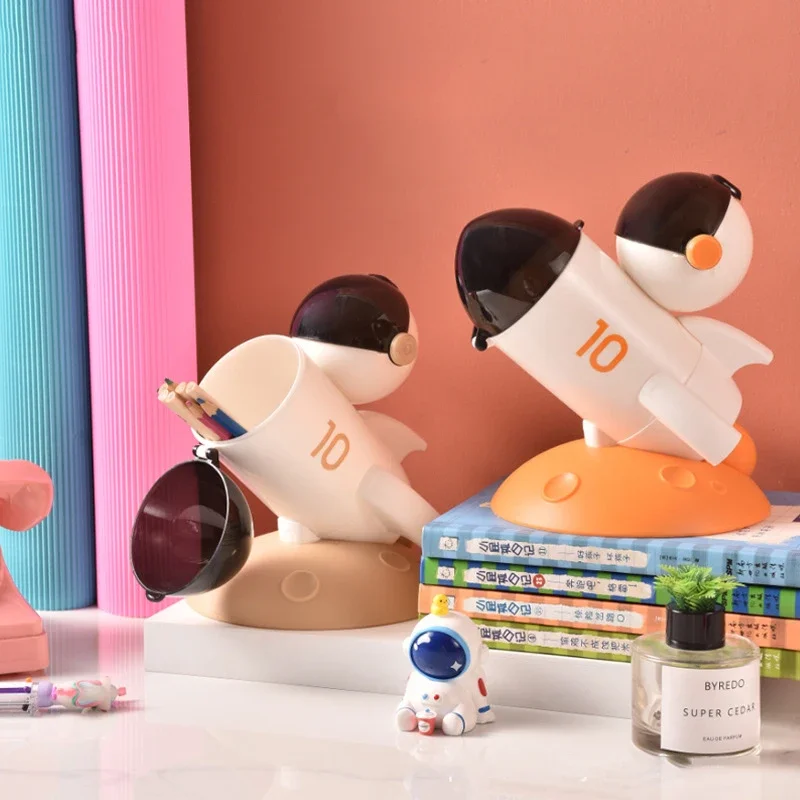Kreative Rakete Desktop Storage Box Nette kinder Jungen Mädchen Große Kapazität Bleistift Halter Büro High-end-Gefühlen Dekorative