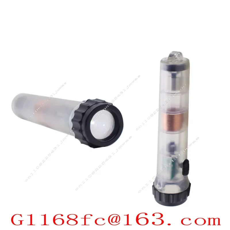 Self-generated Transparent Emergency Fluorescent Torch Flashlight Hand-cranked Charging Far-pull Flashlight