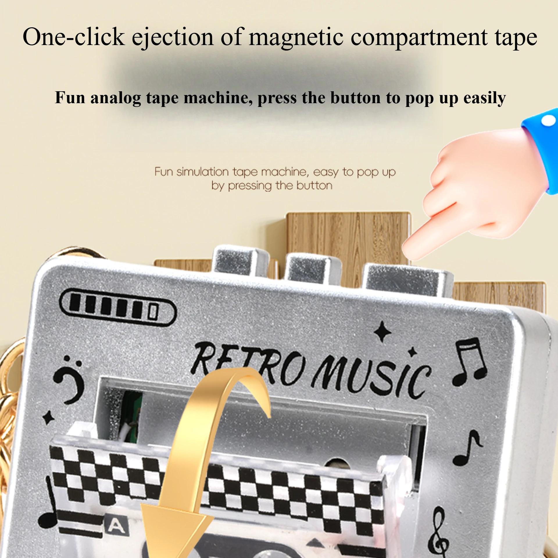 Mini Retro Tape Flash Sound Player Keychain Pendant Elementary School Children Educational Toys Tecnologia  Informática