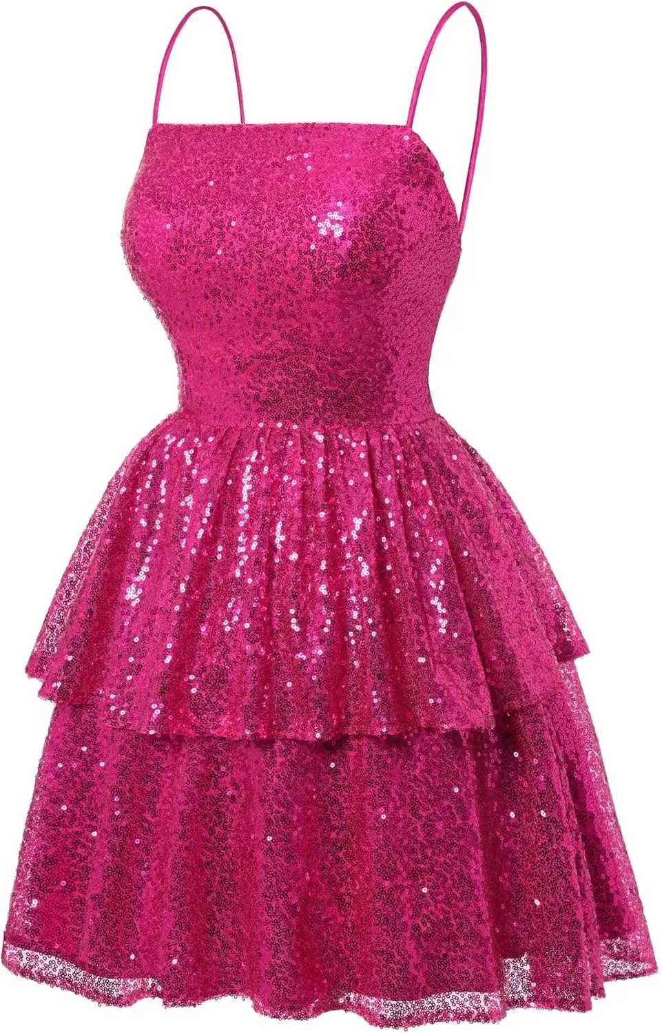 Sparkly Sequin Short Homecoming Dresses 2026 Spaghetti Straps Scoop Neck Prom Cocktail Dress Party Dresses Evening Dresses