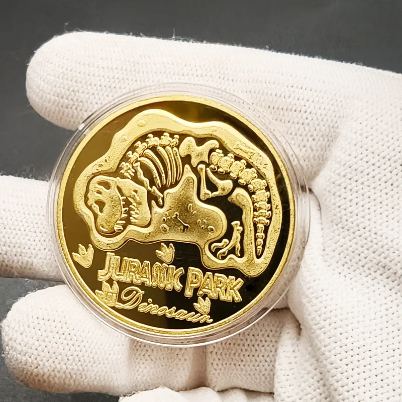 Jurassic Park Commemorative Souvenir Coins Replica Dinosaur Medallion Badges 5/10pcs Set Collectible Fan Gifts