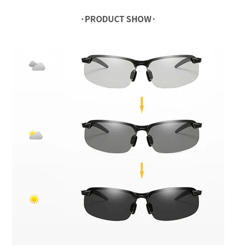 Imagen 2 del producto Gafas de sol fotocromáticas polarizadas para hombre, gafas camaleón para conducir, gafas de sol que cambian de Color, gafas de sol de visión nocturna diurna para conductor
