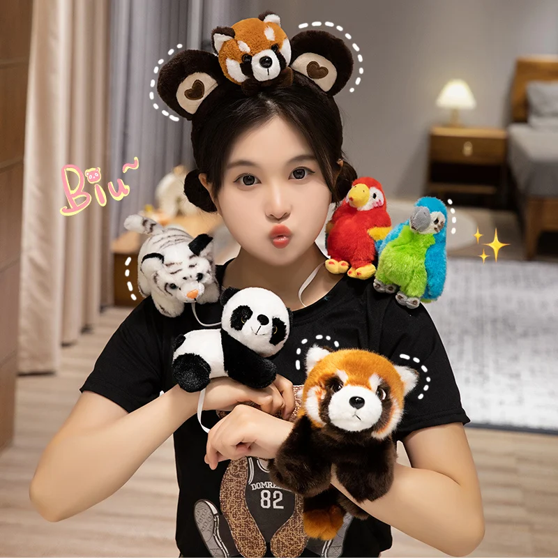 Kawaii Cartoon Rccoon Panda Parrots Shoulderkins Papa Hand Circle Toy Wrapped Around Arm Doll Toys For Kids Birthday Gift