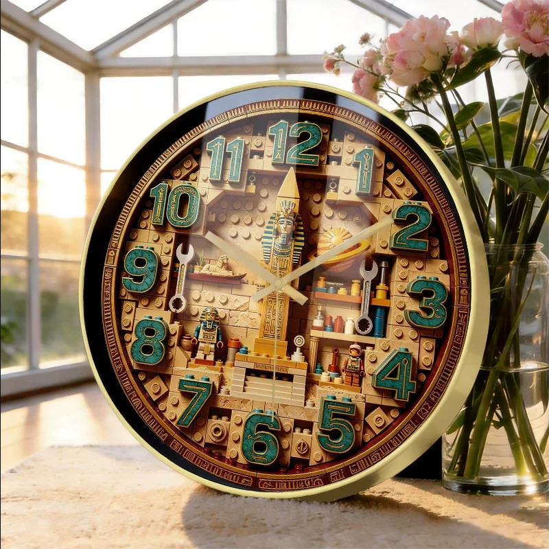 Cartoon building block figurine clock compatible Lego wall clock wall decoration room bedroom mounted