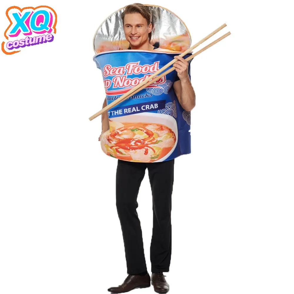 Disfraz de fideos instantáneos de mariscos de Halloween, mono divertido para actuaciones de fiesta