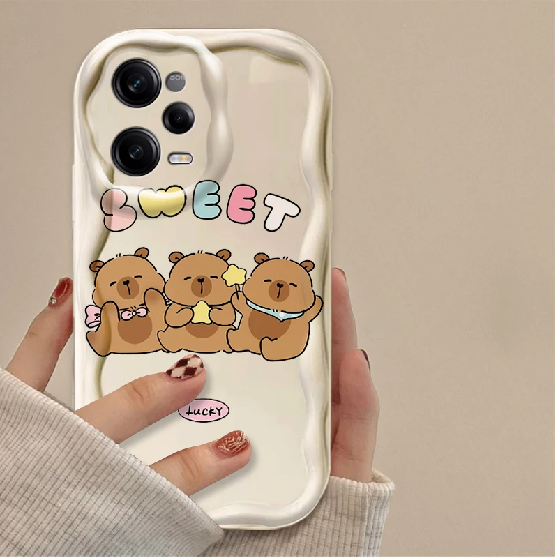 حافظة كارتونية جميلة كابيبارا ثلاثية الأبعاد لهاتف شاومي POCO X7 X6 X5 X3 NFC F7 Ultra F6 F5 Pro F4 F3 GT M5S C65 C75 M3 M4 M5S M6 M7 Pro 4G 5G