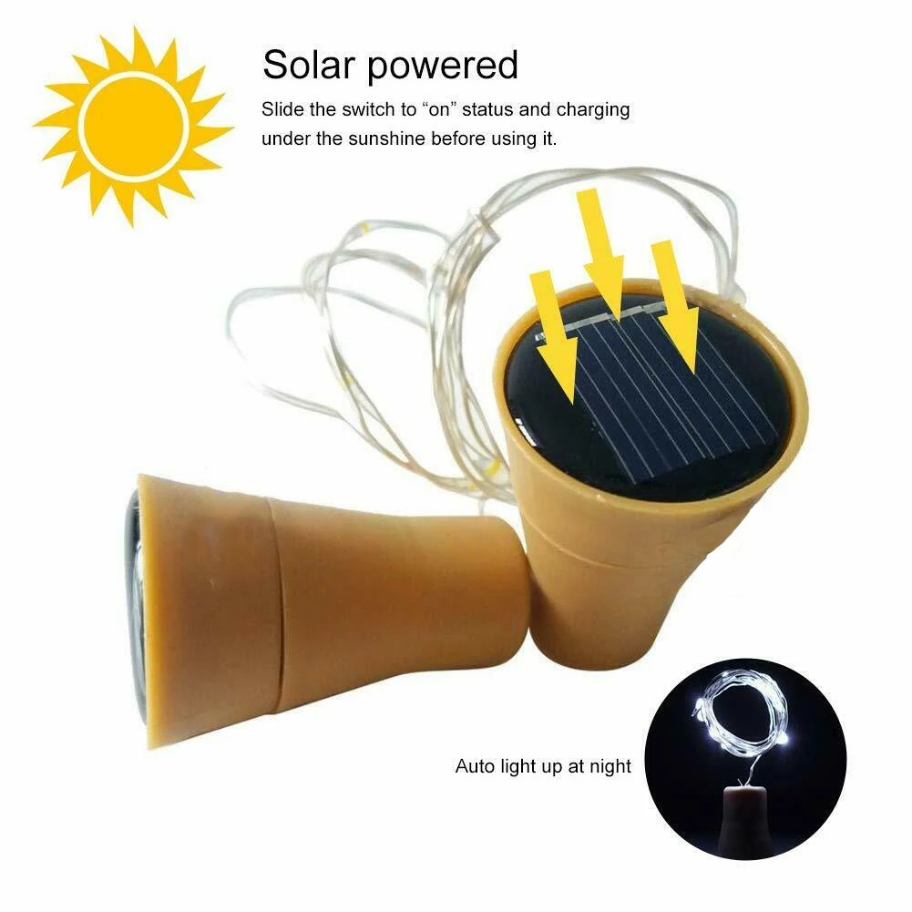 Solar 10LED 15LED 20LED Wine Bottle Lights Cork Shape Fairy Lights Garland Christmas Light Copper Wire Home Room Decoration Lamp