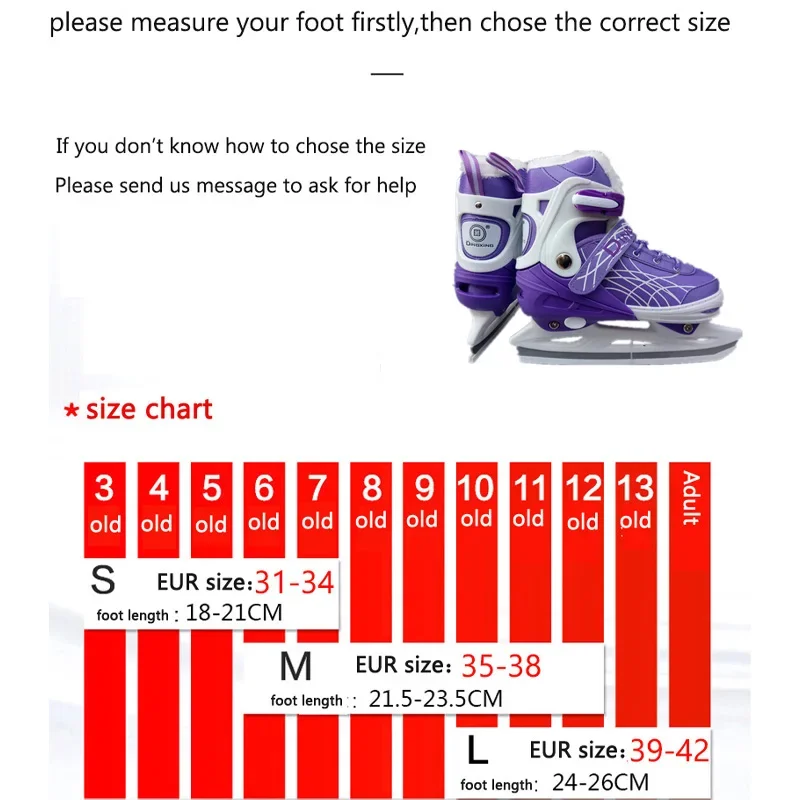 Winter Professional Ice Hockey Blade Shoes Inline Thermal Waterproof Adjustable Non-slip Figure Skating Shoes for Adult Children