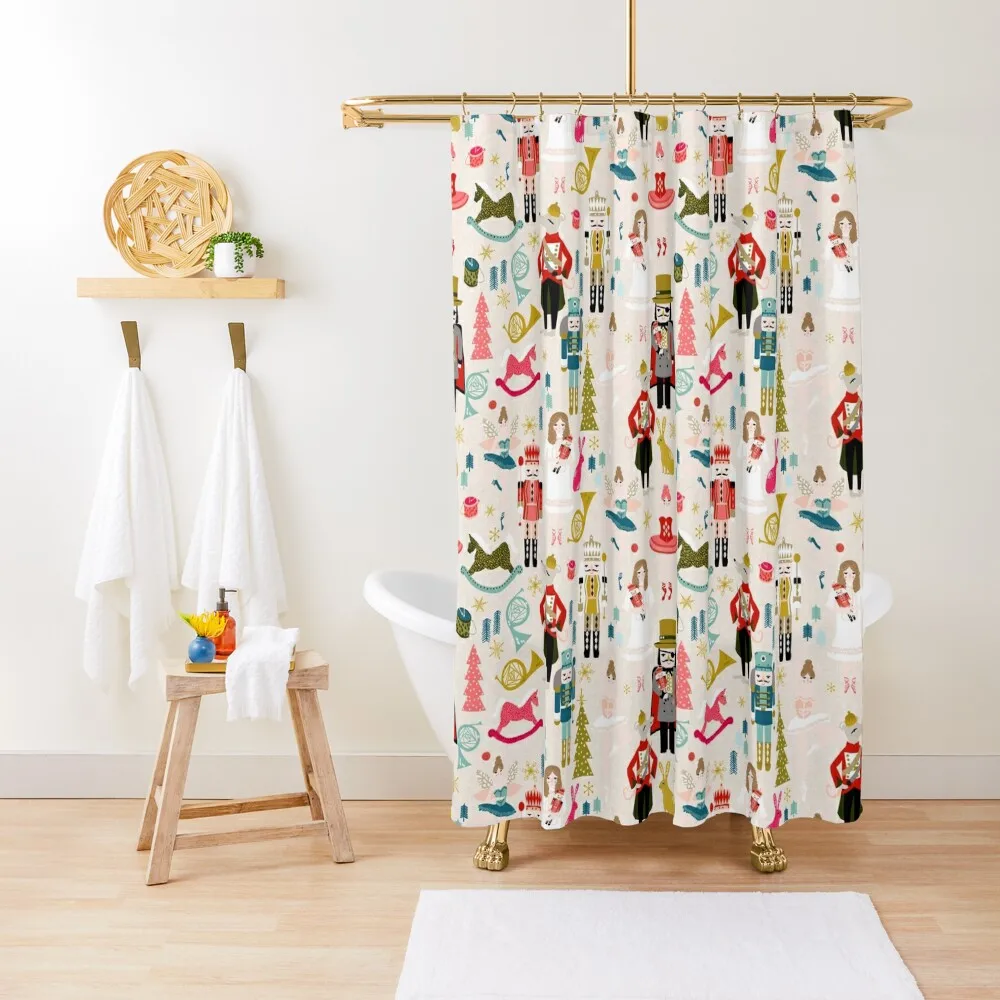 

The Nutcracker - Beige by Andrea Lauren Shower Curtain Cover Shower Sets For Bathroom Bathroom Deco Curtain