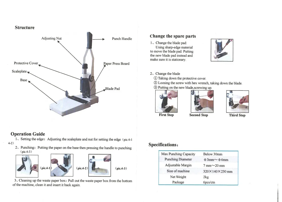 DB- 130  Portable Notebook Binding Machine Single Round Hole 3.5mm-6mm