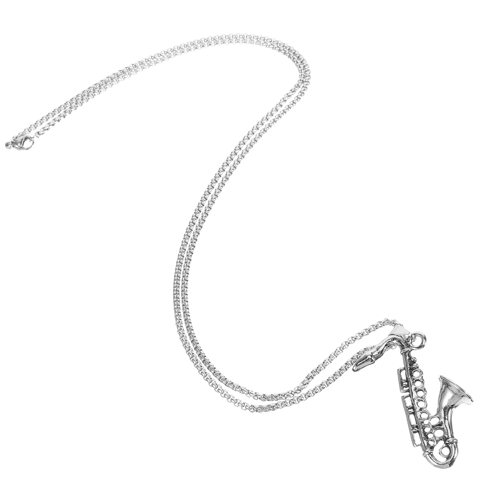 Saxophone Pendant Necklace Women Stainless Steel Charm Necklaces Rock and Roll Metal Music