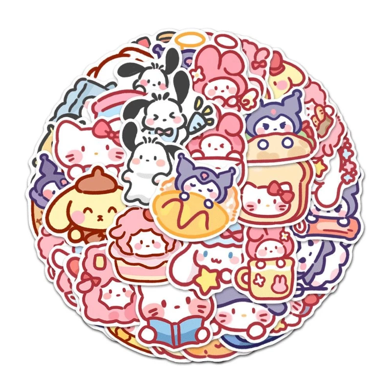 100 pçs bonito dos desenhos animados sanrio adesivos minha melodia kuromi bolsa decoração adesivos
