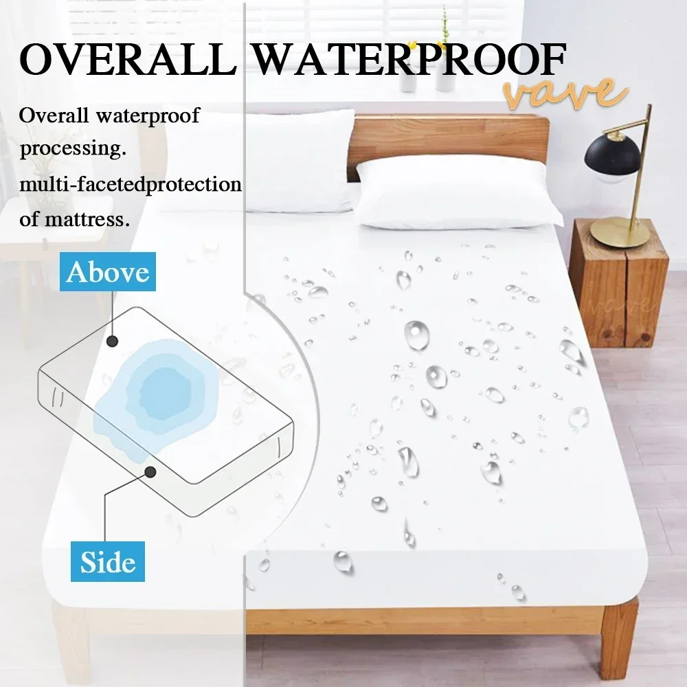 Waterproof Mattress Pad Cover Breathable Washable Bedspreads Anti-bacteria Anti-mite Fitted Double Bedsheet 90/120/150/180/200cm