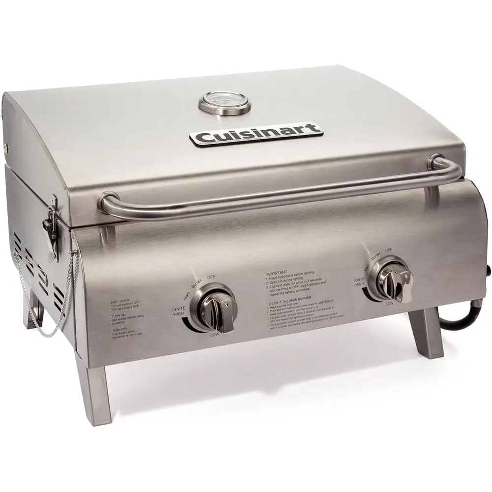 

Portable 20,000 BTU Stainless Steel 2-Burner Propane Grill for Outdoor Cooking and Camping