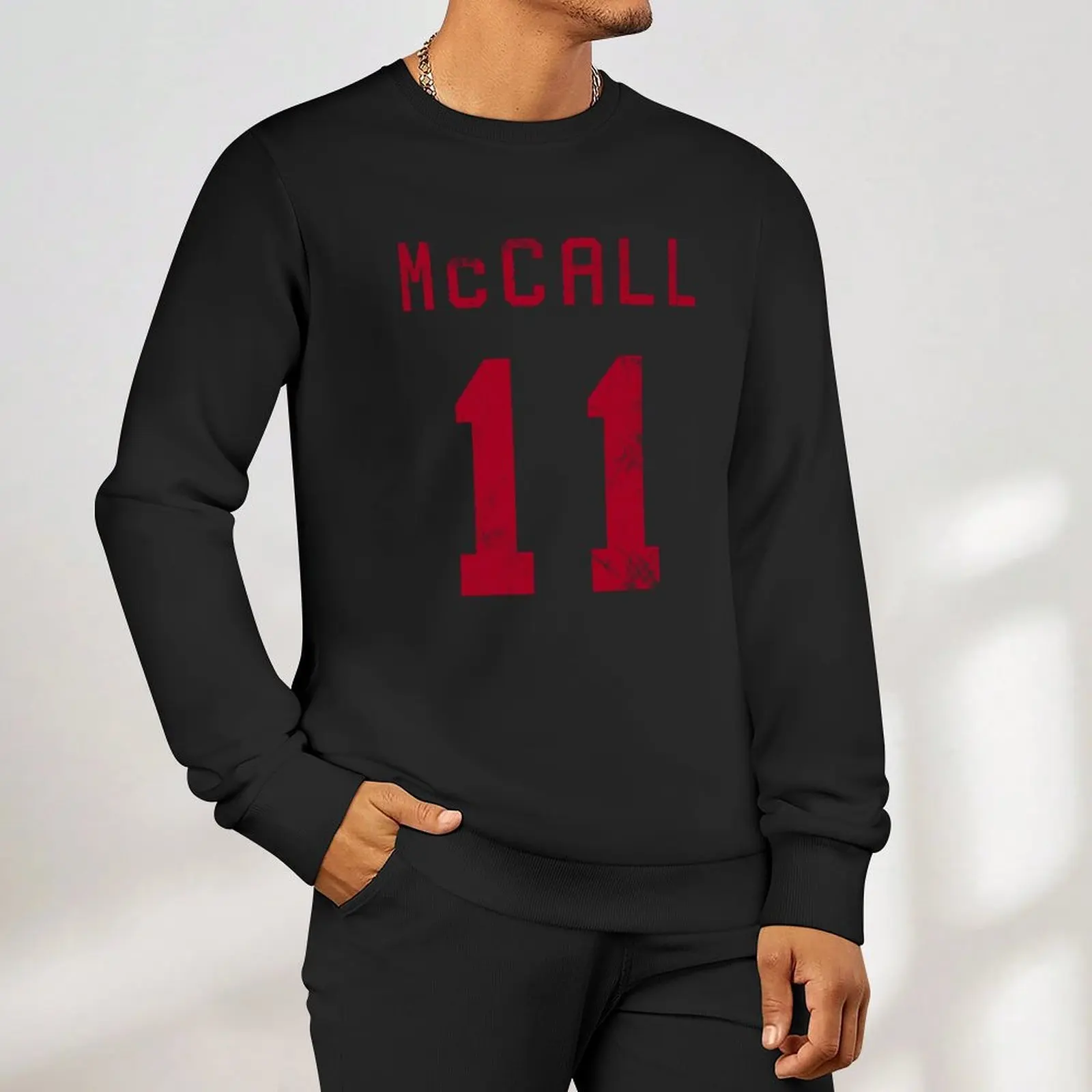 McCall Jersey- بلوفر أحمر ملابس الخريف ملابس جمالية ملابس رجالي ملابس الخريف الكورية بلوزات كبيرة الحجم
