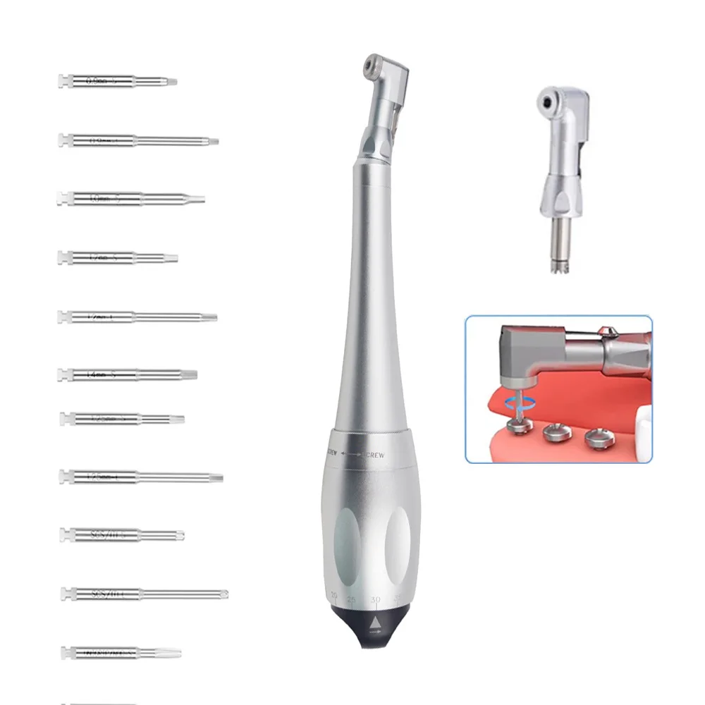 

Dental Universal Implant Torque With 12pcs Drivers Wrench Dentistry Latch Head Handpiece 5 to 35 N.cm 7 Torque Levels