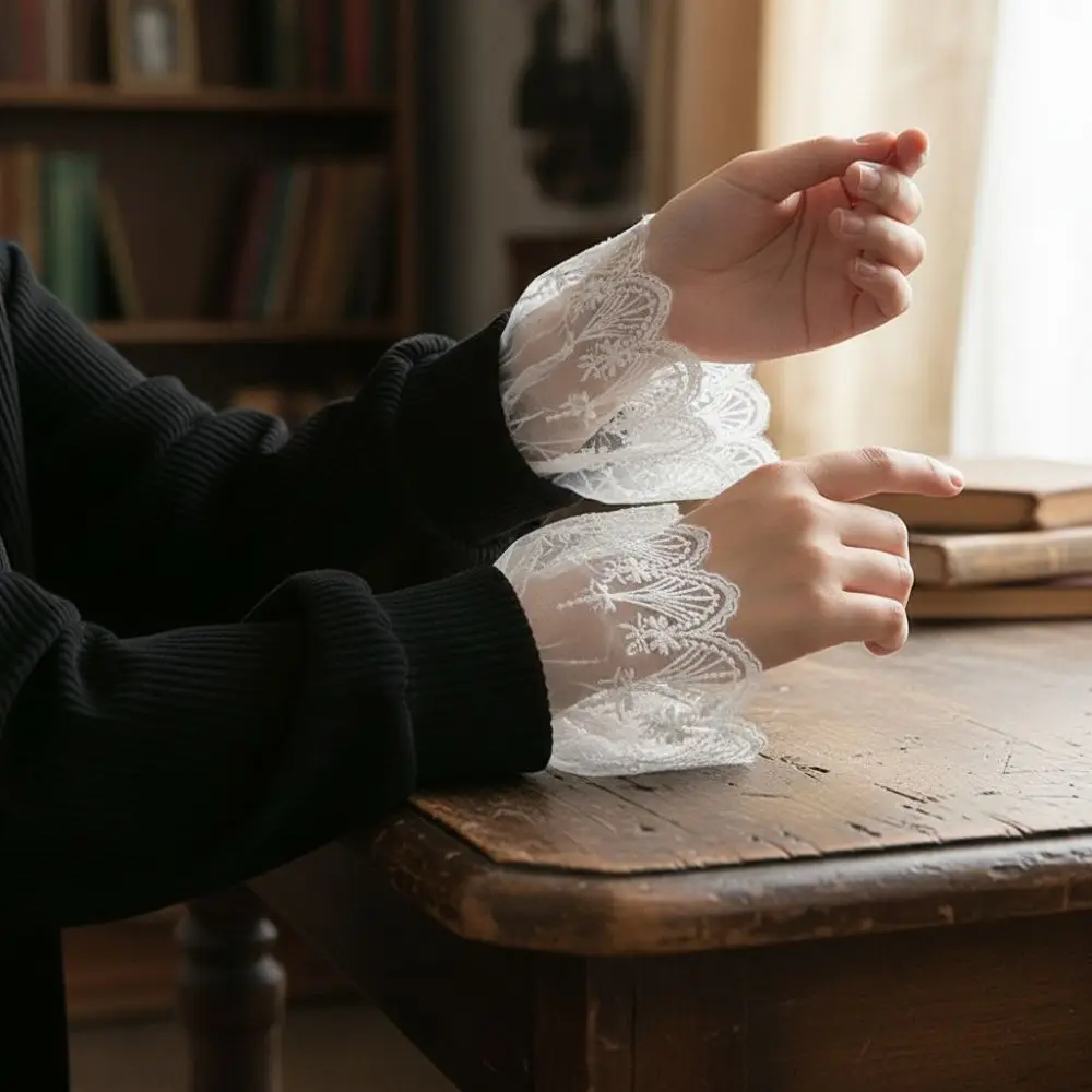 

Новые съемные белые кружевные манжеты для рук с вышивкой