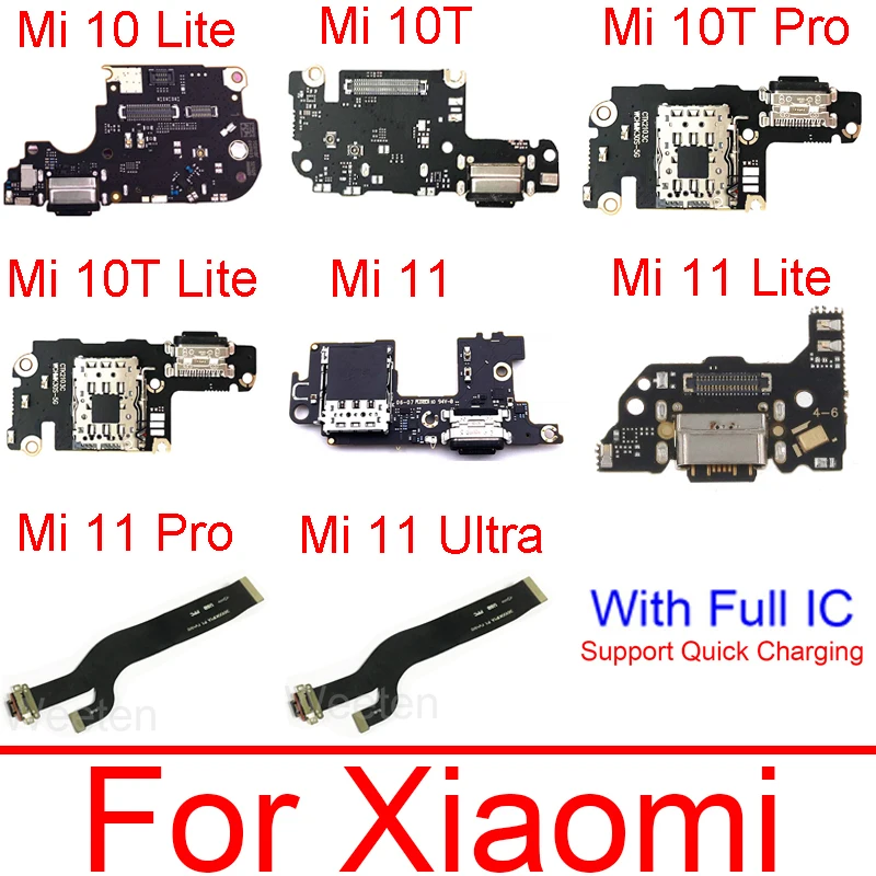 Usb Charger Jack Board With phone & Sim Card For Xiaomi Mi 10 10T 11 Lite Pro Mi 11 Ultra 11T Pro Charging Port Dock Board