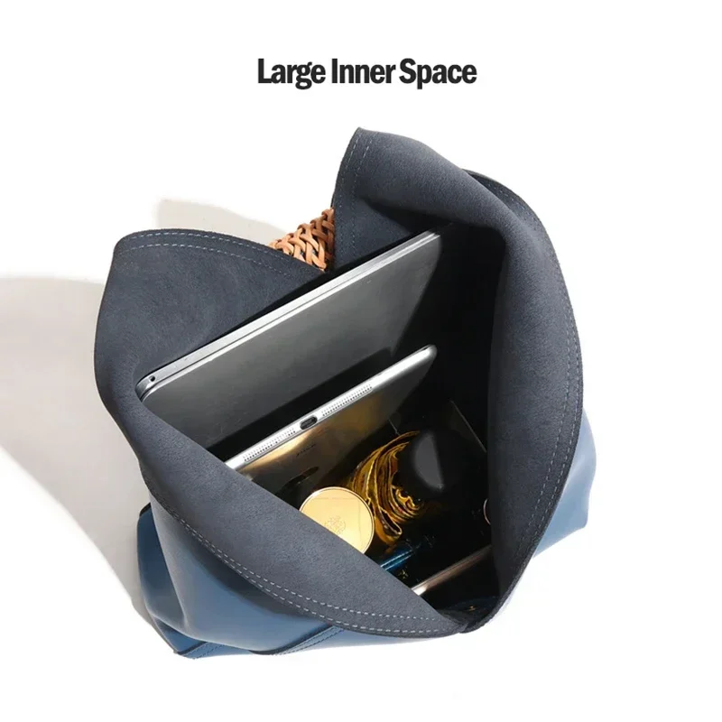 Cowhide Women\'s Handbag Soft Leather Shoulder Bag for Women Large Capacity Female Handbag Tote Ladies Bag Hobo Bucket