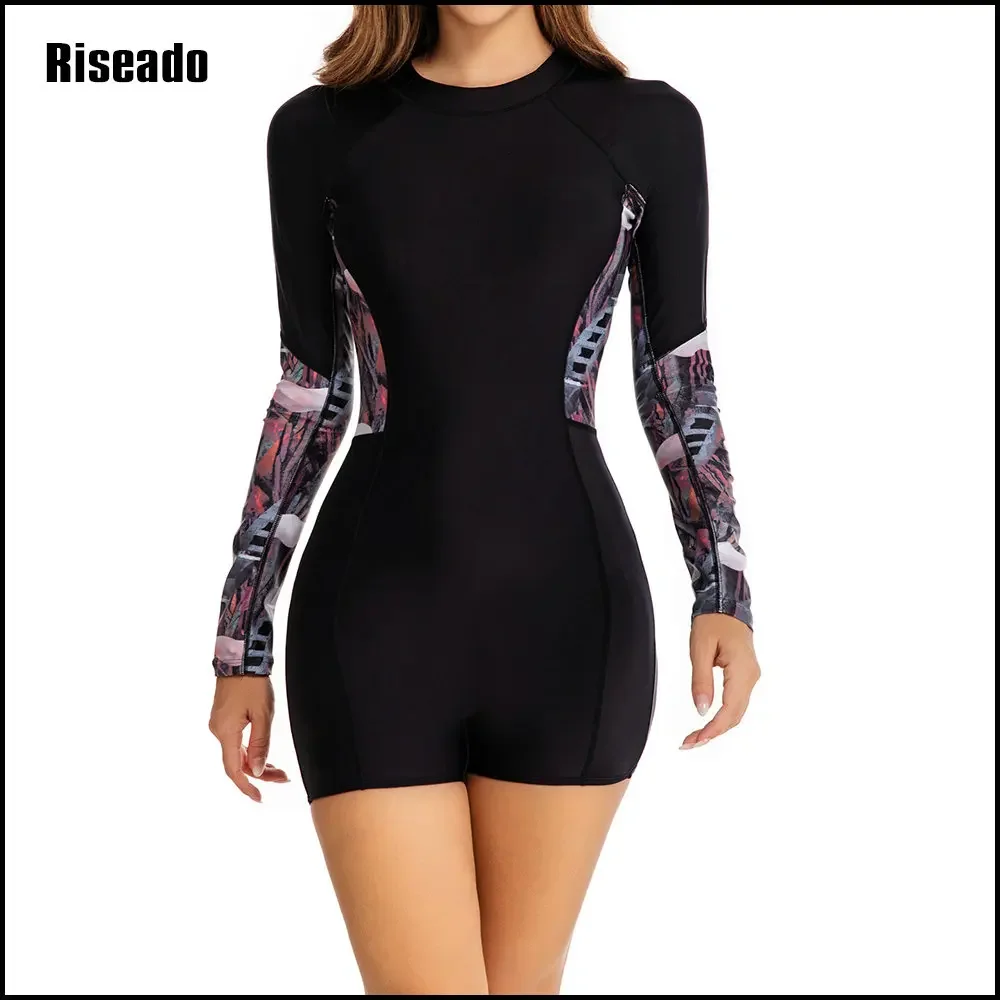 

Sport Boyleg One Piece Swimsuits Long Sleeved Swimwear Rashguard Women Surfing Suits (UPF 50+)