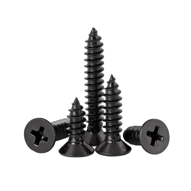 M1 M1.2 M1.4 M1.5 M1.6 M1.7 M1.8 M2 M2.3 M2.6 M3 M3.5 M4 Black Cross Flat Head Sheet Metal Screws Drill Wood Self-tapping Screws