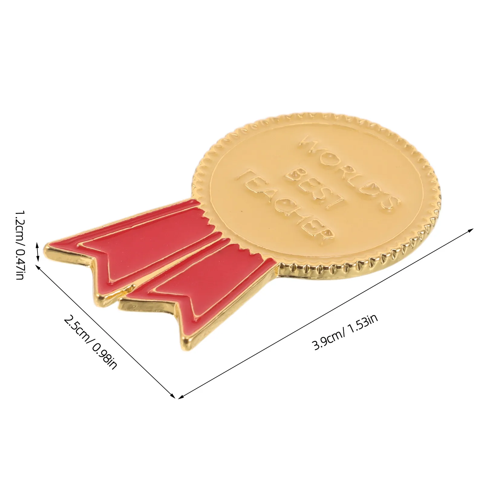 6Pcs Teacher Brooch Pin Alloy Medal Ribbon Design Teacher Appreciation Gift for Educators Coaches Mentors Pins for Jackets Bags