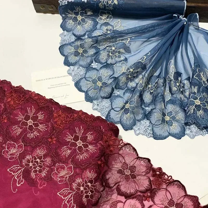 

20 ярдов блестящего кружева с цветочной вышивкой для пошива нижнего белья, рукоделия, ткани для одежды, аксессуаров для платьев