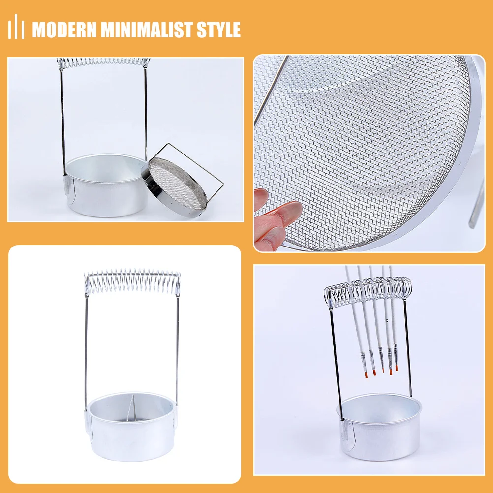 2 قطعة فرشاة معدنية غسالة تجفيف الرف مجموعة لأدوات الطلاء فرشاة الفولاذ المقاوم للصدأ تنظيف برميل الفنان استوديو مجموعة منظمة