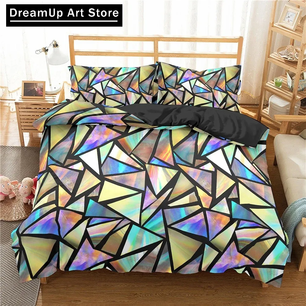 Building Block King Queen Duvet Cover Colorful Brick Bedding Set for Boys Teens Adults Cartoon 2/3pcs Polyester Comforter Cover