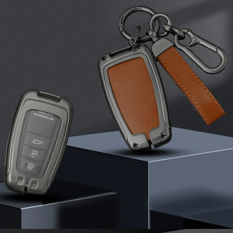 

Alloy Leather Car Remote Key Case Cover Shell Protection Holder For Toyota Prius Camry Corolla C-HR CHR RAV4 Land Cruiser Prado