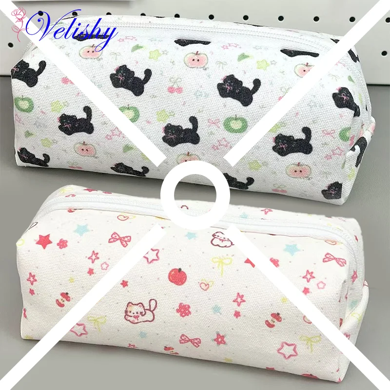 

1pc Cute West Highland Dog Cat Transparent Pencil Case Large Capacity Portable Girl's Makeup Bag Student Stationery Pen Bag Gift