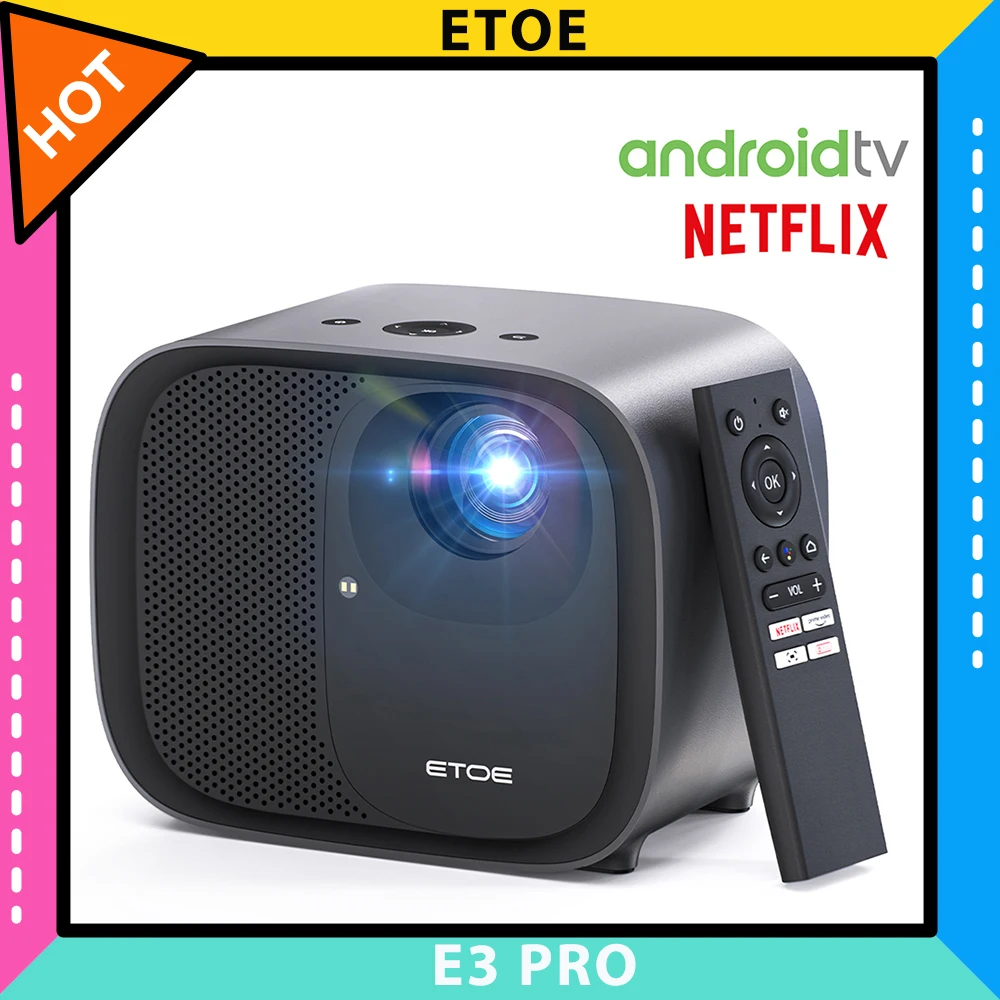 ETOE E3 Pro Projector, Dolby Digital Plus, Native 1080P, 600 ANSI