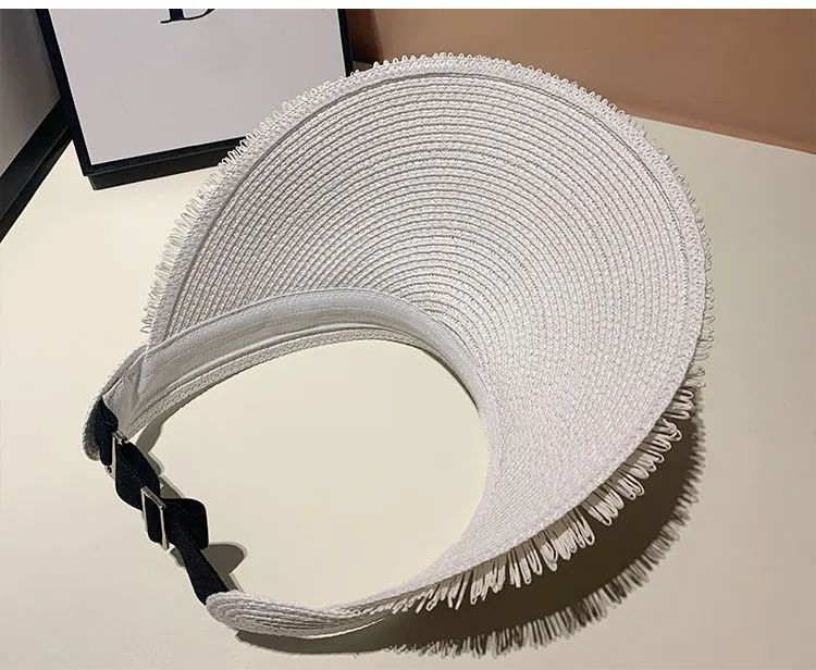 Designer Marke Sonnenschutz Quaste Strohhüte für Frauen Sommer Leere Top Sonnenhut Outdoor Pamama UV Schutz Strand Sonnenschirm Kappe – Detail 14