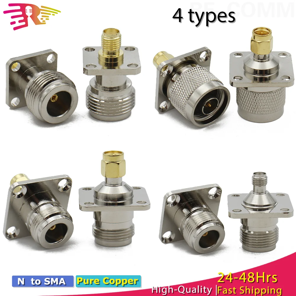 N Type Female To SMA Female  RF Coaxial conversion connector Transmission Cables  Converter  17.5MM 4 Hole Flange Panel