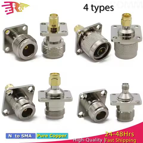 N Type Female To SMA Female RF Coaxial conversion connector Transmission Cables Converter 17.5MM 4 Hole Flange Panel